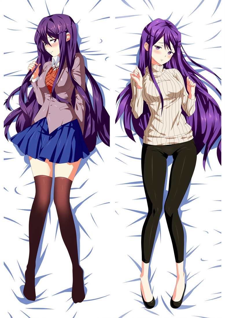 

Doki Doki Literature Club Anime Game Monika full body pillow cover case Decorative Hugging Body pillowcase 201212, Black