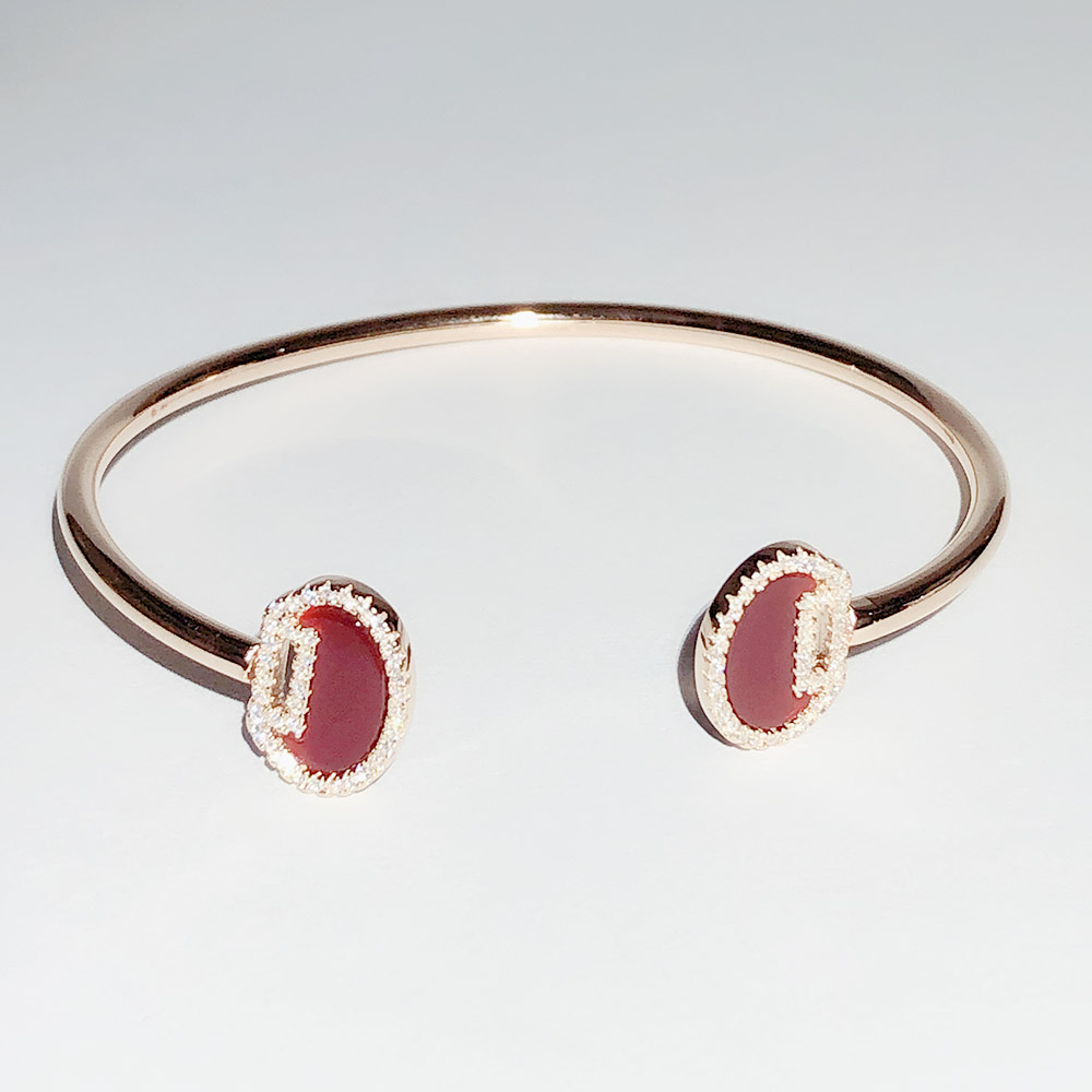 S925 Sterling Silver Red agate Lock catch Bracelet White shell gourd Bracelets 18k rose gold plating Personalized women's Free shipping