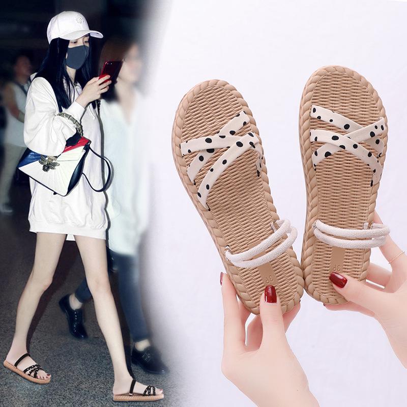 

JAYLAY Women Slip-On Sandals House Casual Non-slip Slippers Breathable Soft Bottom Shoes Polka Dot Fashion Shoes1, Beige