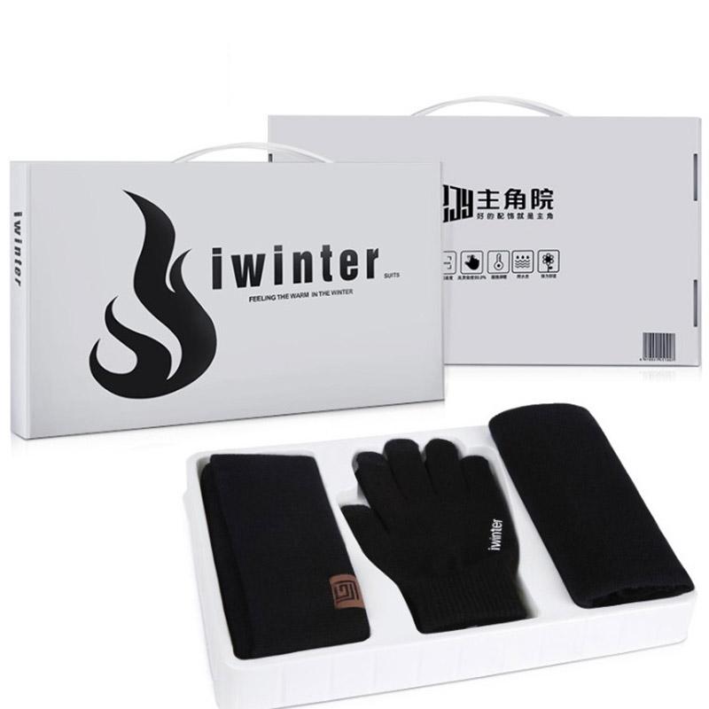 

Women Men Christmas Present Warm 3 Pieces Set Winter Hats Scarf Gloves For Thick Cotton Winter Accessories Set Male Scarf Gloves