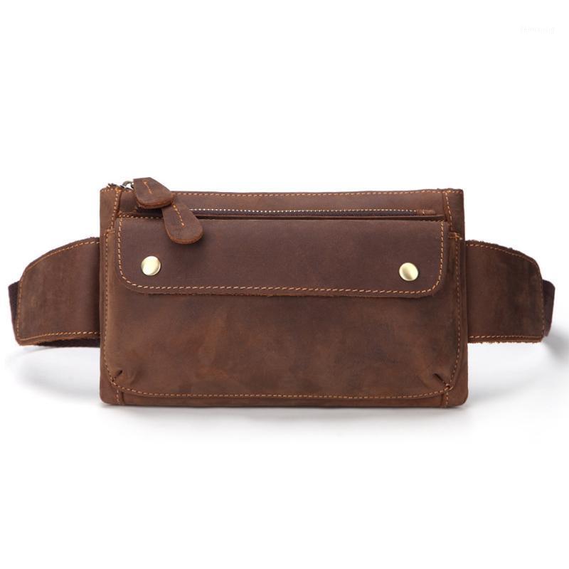 

Quality Leather Casual Waist Belt Bag for Men Fashion Cowhide Chest Pack Phone Pouch Male1, Brown