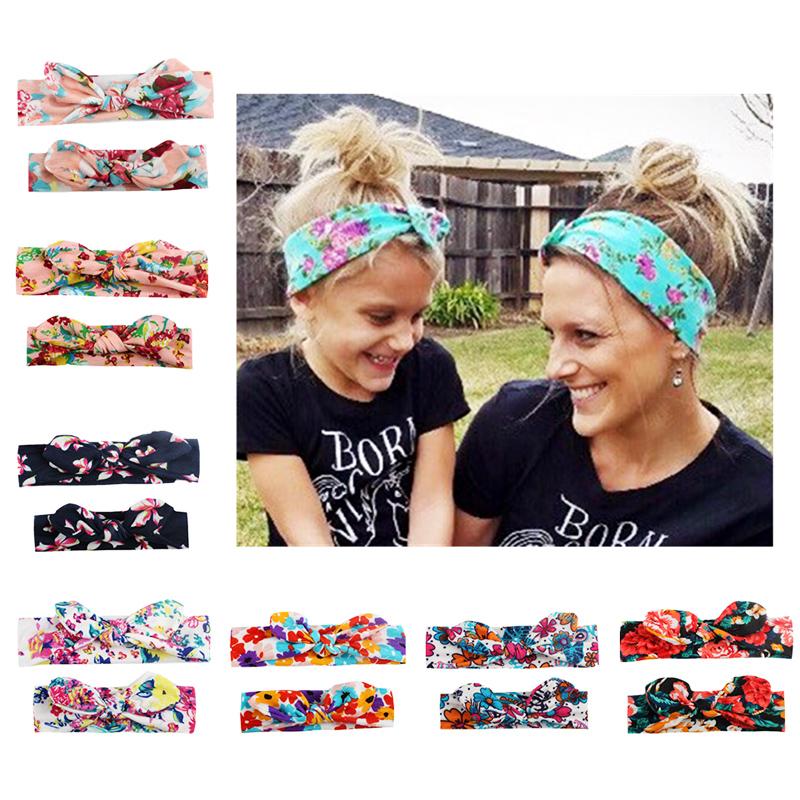 

Newborn Baby Headbands For Girls Bow Headband Kids Cotton Print Floral Elastic Hair Bands Parent-Child Hair Accessories Headband