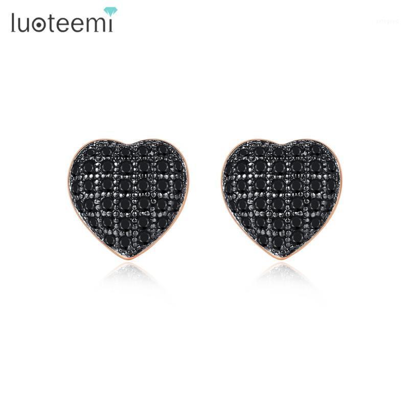 

Stud LUOTEEMI Lovely Small Heart Earrings For Women Girls Dating Paved Shiny Cubic Zircon Three Color Fashion Jewelry Brincos1