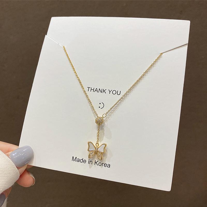 

Inssiny Korean Jewelry Titanium Steel Micro-inlaid zircon Butterfly Pendant Necklace Sexy Elegant Female Clavicle Necklace