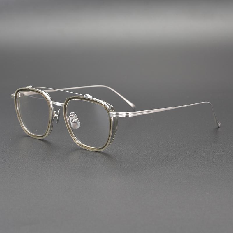 

Fashion Sunglasses Frames Vintage Men Acetate Titanium Optical Glasses Frame Women Prescription Myopia Pilot Eyeglasses Man Eye, Black