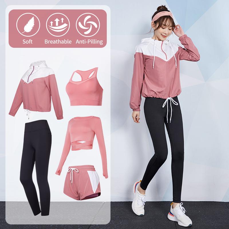 

VANSYDICAL 2 To 5 Piece Yoga Set Women Compressed Running Fitness Clothing Gym Wear Sport Suit Worikout Tracksuit for Women, Tc6553