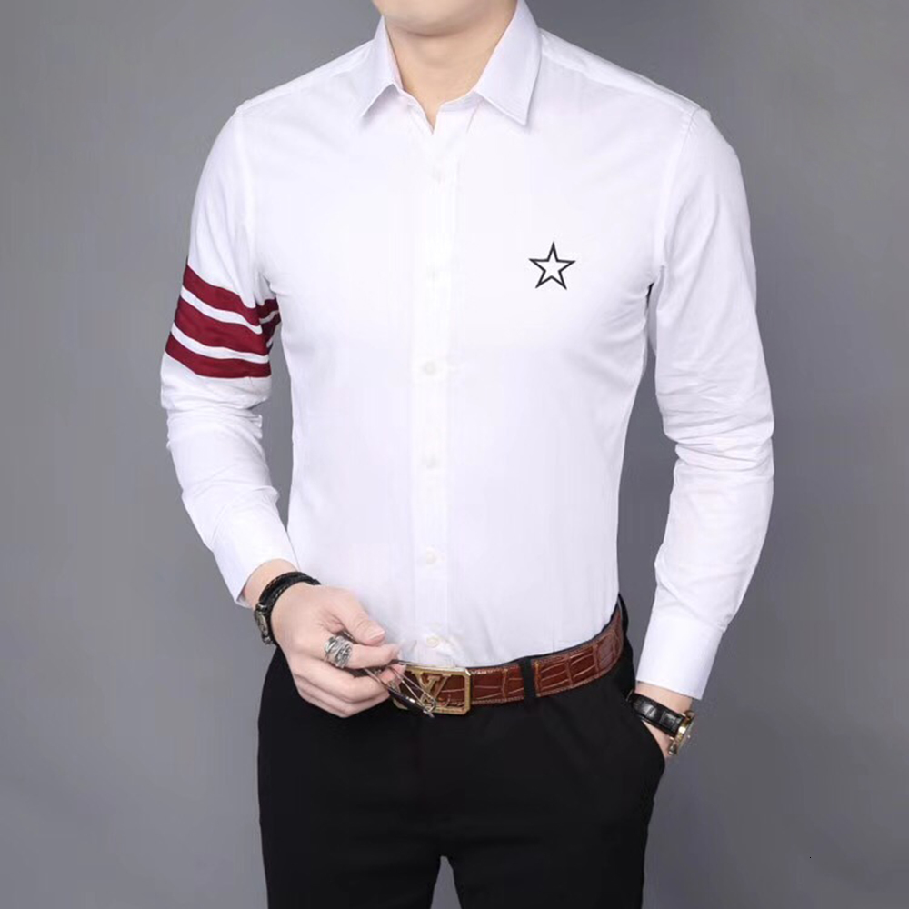 

100% Cotton Shirt Men Long Sleeve Pure Social Dress Male Casual Shirts Dy2111 0zoi, Black