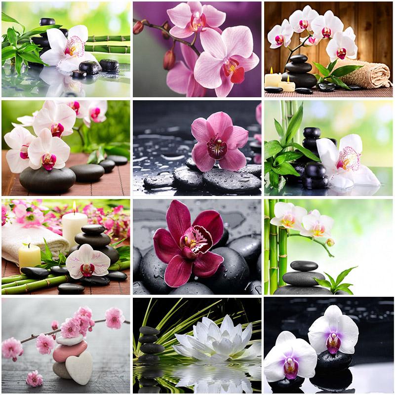 

DIY 5D Diamond Painting Orchid Diamond Embroidery Flower Cross Stitch Full Round Drill Rhinestones Mosaic Manual Gift Home Decor