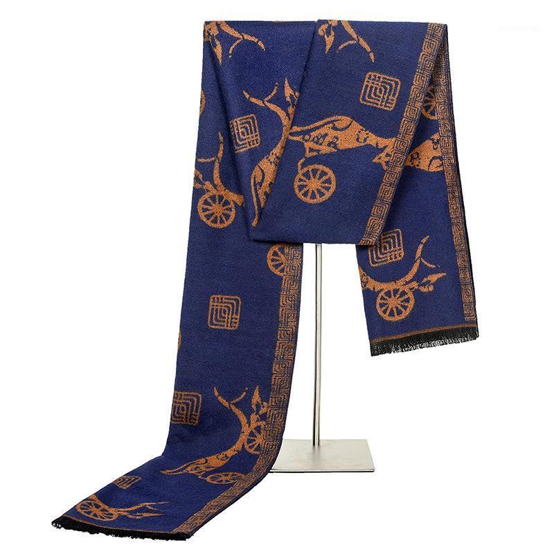 

2020New Designer Fashion Men business Scarf echarpe Winter Unisex horse carriage Pattern Tassels Scarves1