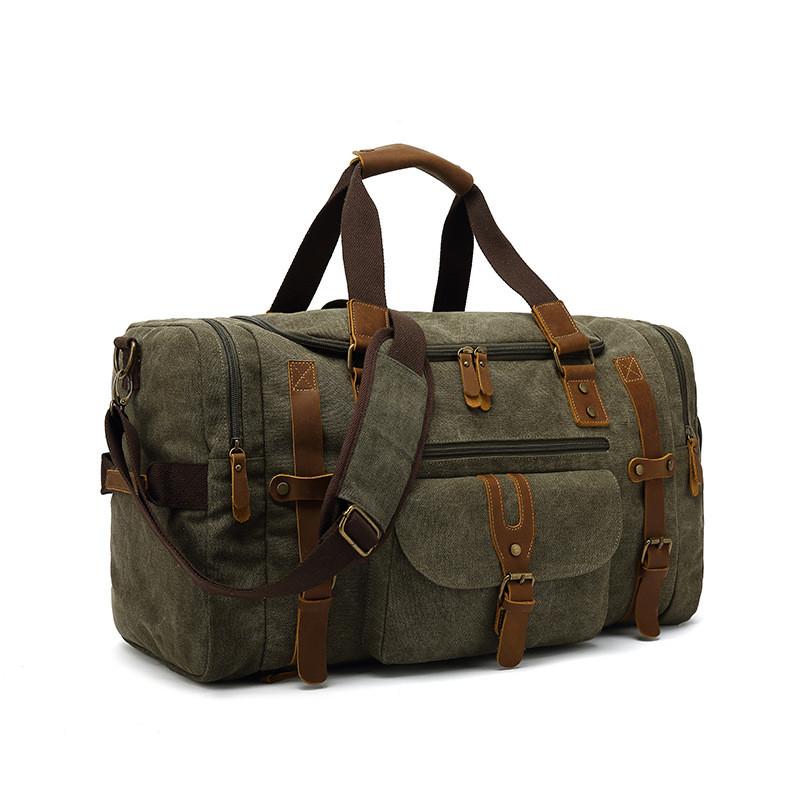 

New Casual Canvas Big Handbag Men Gym Bag Luggage, Army green
