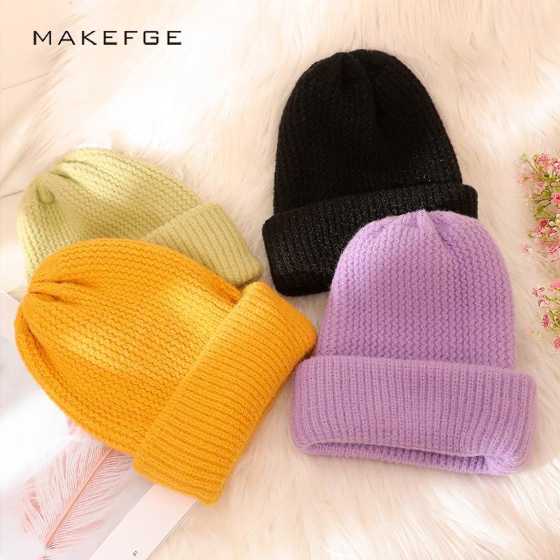 

Women beanie ladies knitted hat winter warm hat casual beanie solid color Innocent cap high-quality cotton soft hedging cap hats1, Light pink