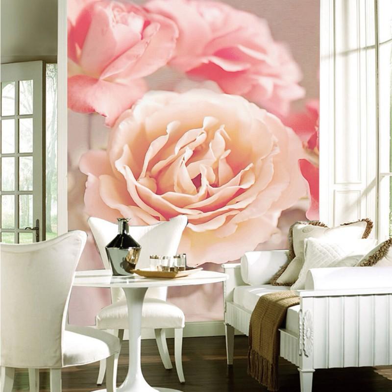 

Dropship Photo Wallpaper Beautiful Romantic Pink Rose Flower Mural Custom Hotel Living Room Entrance Background Wallpaper, As pic