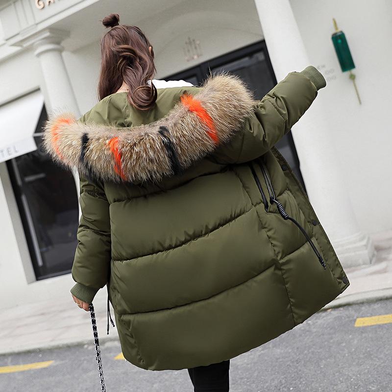 

YICIYA Winter jacket women new hooded women down coat fur collar zippers long jacket female warm winter down, Black