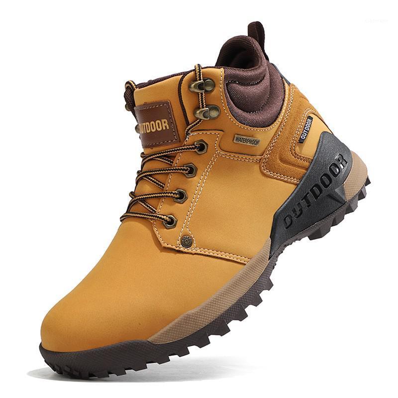 

Outdoor 2020 Men Sneakers Non-slip Hiking Boots Winter Waterproof Men Boots Comfortable Work Shoes Size 40-461, Camel