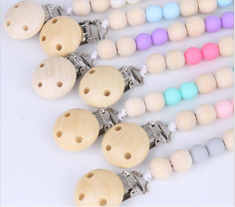 

Silicone and Wood Baby Pacifier Clips, Infant Pacifier Chain Baby Soother, Toddler Kids Chew Toys Shower Gifts1