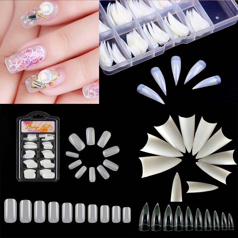

False Nail Tips White/Clear/Natural French Style Fingernails Nail Tips False Acrylic Fake Art Manicure Practice Tools, M108 100pcs t