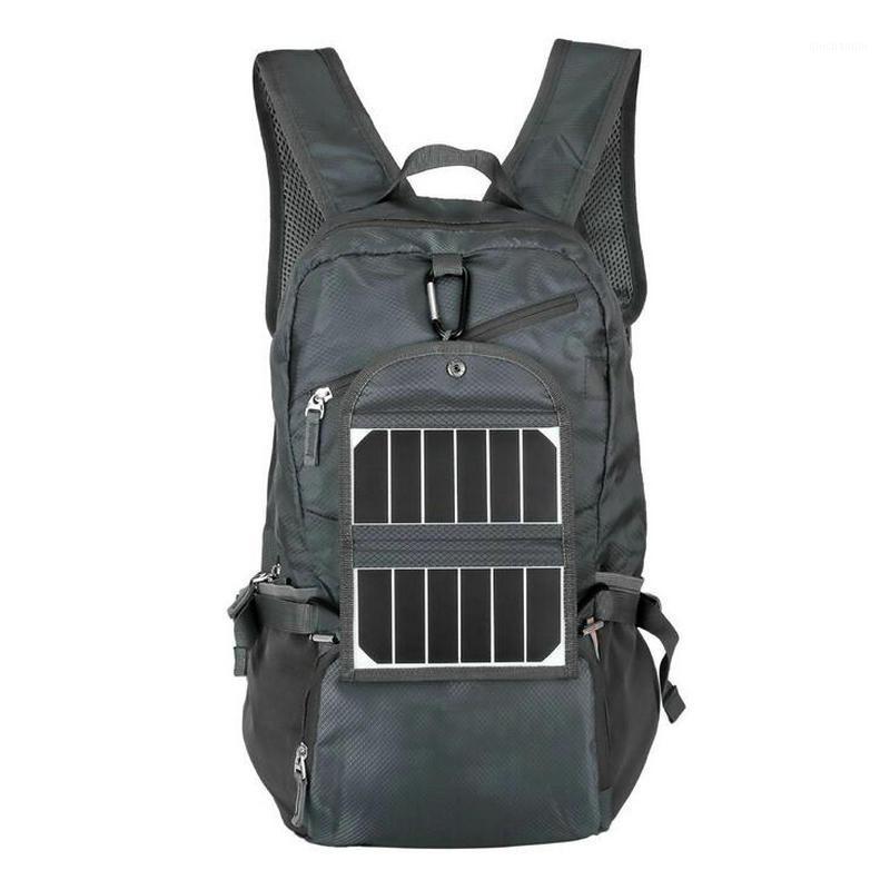 

New 3.25W 6V Outdoor Sport Solar Backpack Foldable Light Weight Solar Panel Charger Bag for Traveling Hiking With Power Bank1, Deep gray