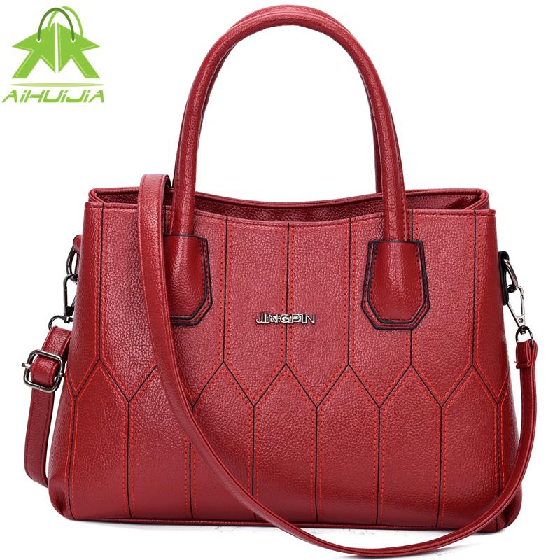 

Fashion Solid Color Messenger Bag Casual PU Leather Crossbody Bags for High Quality Women Handbags Shoulder High Capacity 2021, Red
