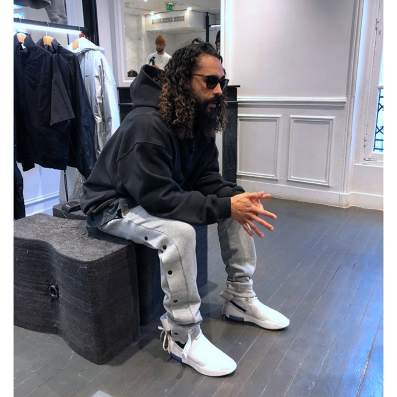 

19FW Latest TOP High Street Hip-hop Rap FG fog style Loose button Magic sticky PANTS Leisure Sweatpants Cotton Solid color