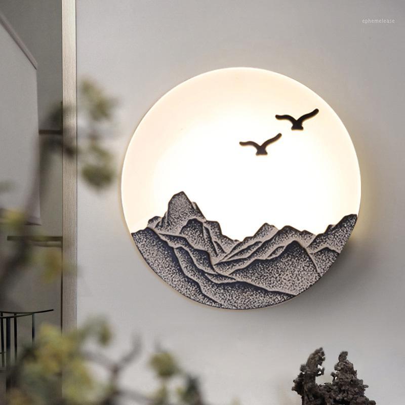 

12W New Chinese Wall Lamp Creative Bedroom Bedside Lamp Living Room Background led light Room Corridor decorative lights1