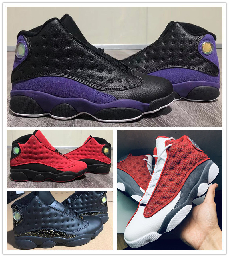 

Shoes Jumpman 13 Reverse Bred Court Purple Men Basketball Trainer 13s Red Flint Grey Black White Sports Sneaker, Bubble wrap packaging