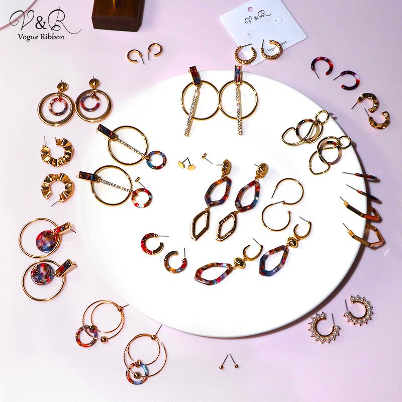 

2020 New Arrival Metal Acetate Hoop Loop Drop Dangle Earring Circle Boucle D Oreille Creole Golden Hoop Earrings
