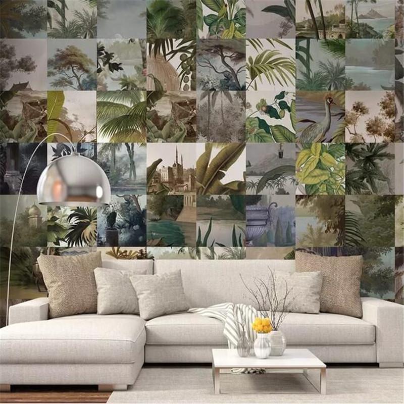

Tropical rain forest oil painting square TV background wall decorative painting manufacturers wholesale wallpaper mural custom p, As pic