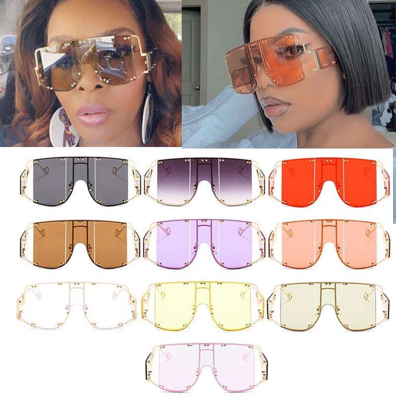 

Wholesale One Piece Hollow Oversized Square Sunglasses For Women Rivet Alloy Punk Sun Glasses Men Gradient Uv400 Hip Hop Shades