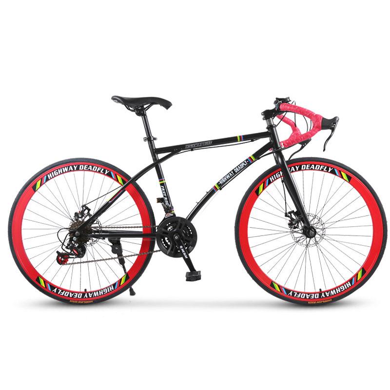 

Road Bike Shifting Handlebar Fixed Gear 26 inch 6/24 speed Double Disc Brake Student Adult Net Red Bicycle