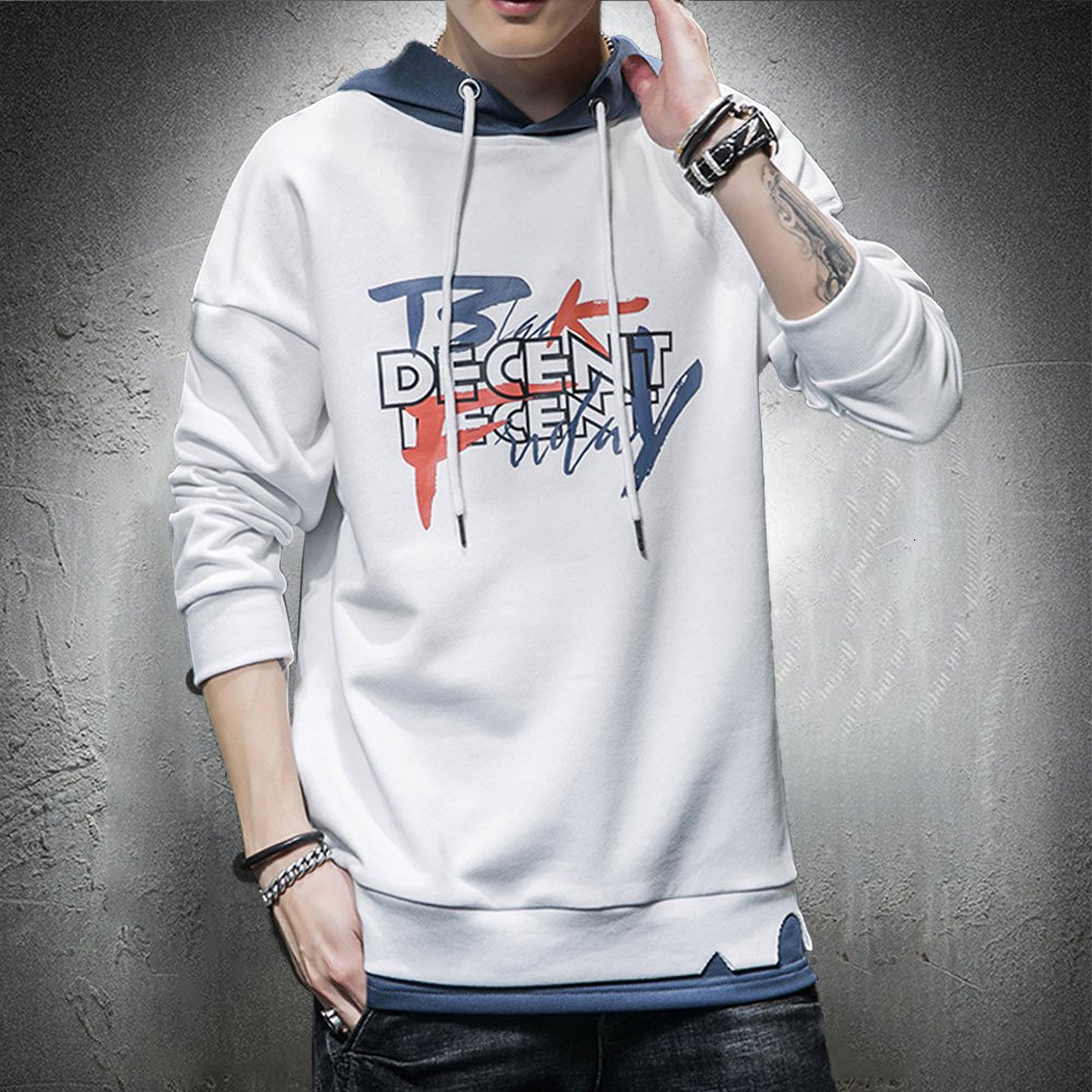 

2021 New Men's Letter Print Hooded Sweatshirt Autumn Long Sleeve Shirt Fleece Graphic Men Pullover Hoodie Slim Fit 52T3, Black