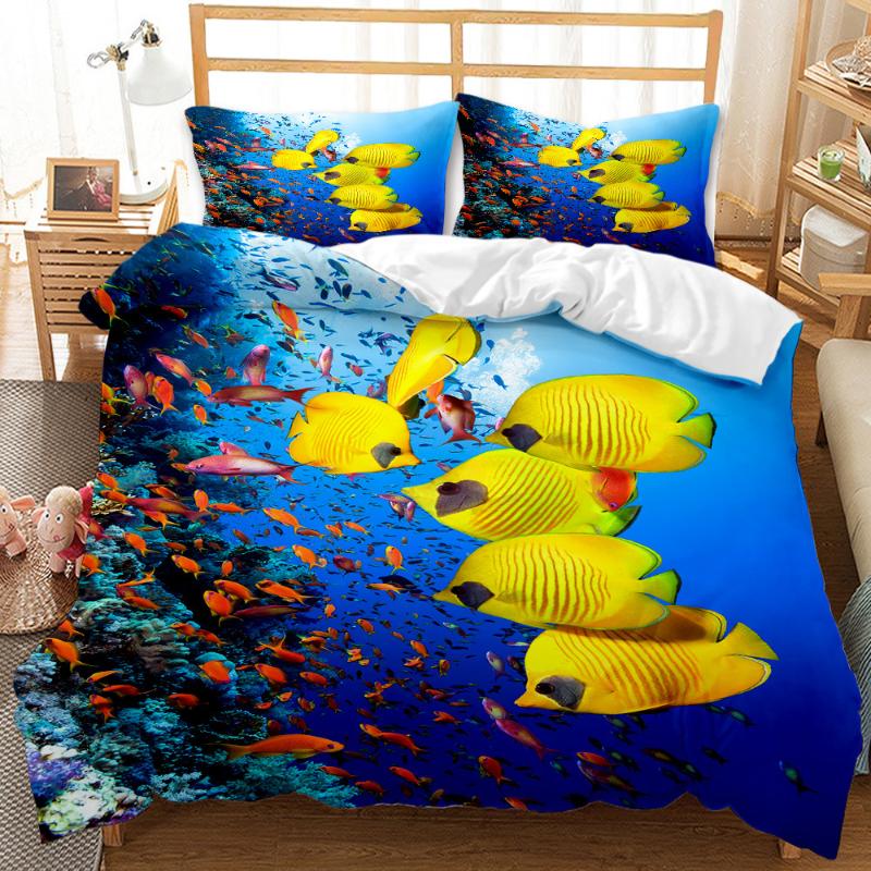 

Shoal of Fish 3D Printed Duvet Cover 3pcs Seabed Quilt Cover Bedding Set Queen King Comforter Single Double Bedclothes