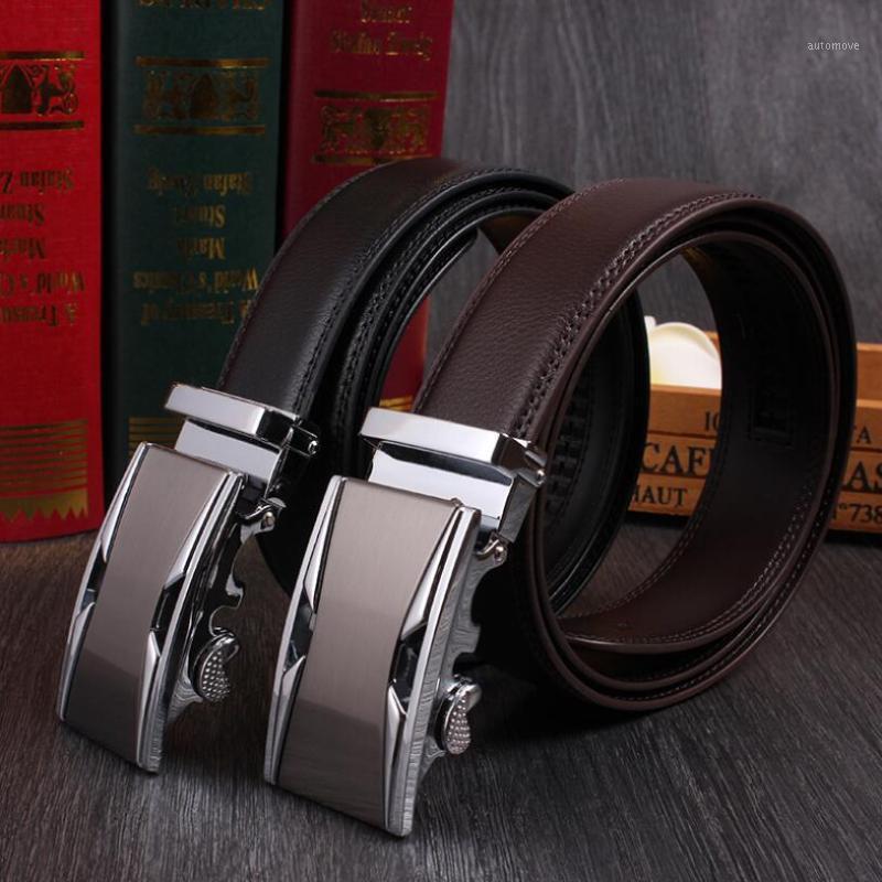 

130cm Genuine Leather Belt Men Automatic Buckle Belt Shrink Closely High Grade Double Leather Thicken Can Cut By Yourself1, Black