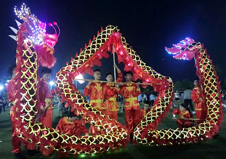 

LED Light dragon dance mascot costume golden KID Green size 6# 3.1m 3 playerrs Children folk parade outdoor game living china special culture holiday Carnival, Blue