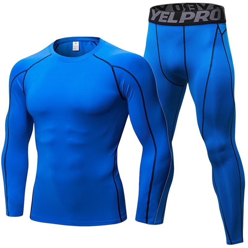 

Men Clothing Sportswear Gym Fitness Compression Suits Running Set Sport Outdoor Jogging Quick Dry Tight Long Pants, White
