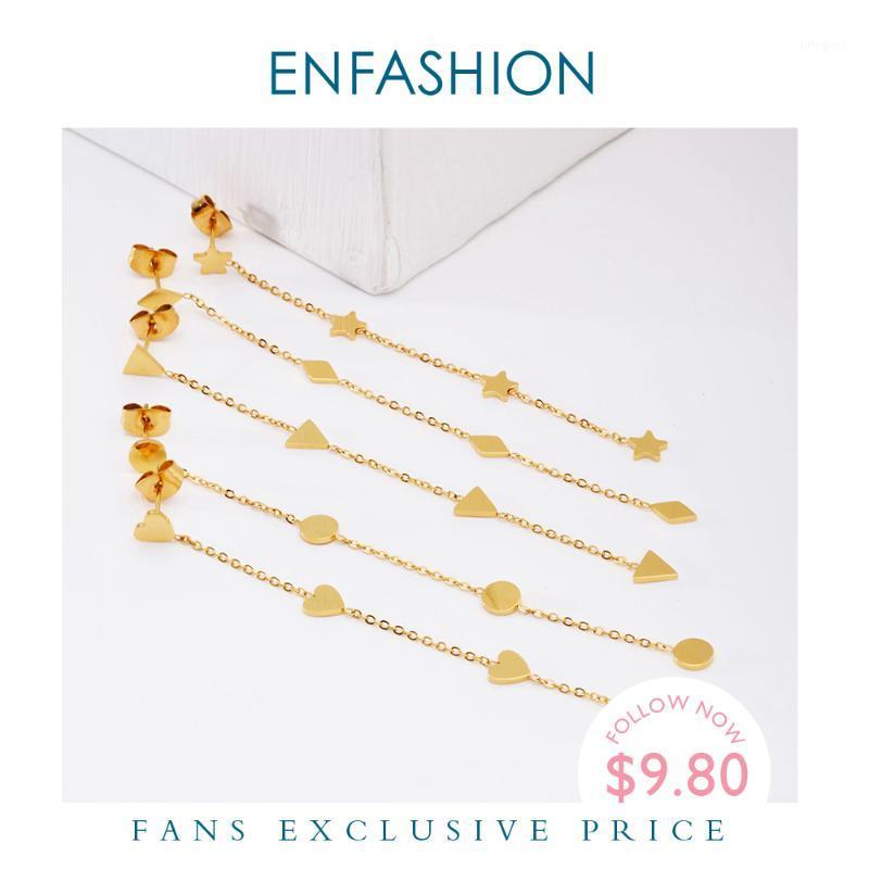 

Dangle & Chandelier Enfashion Long Geometric Heart Earrings Gold Color Star Earings Drop For Women Earring Fashion Jewelry1
