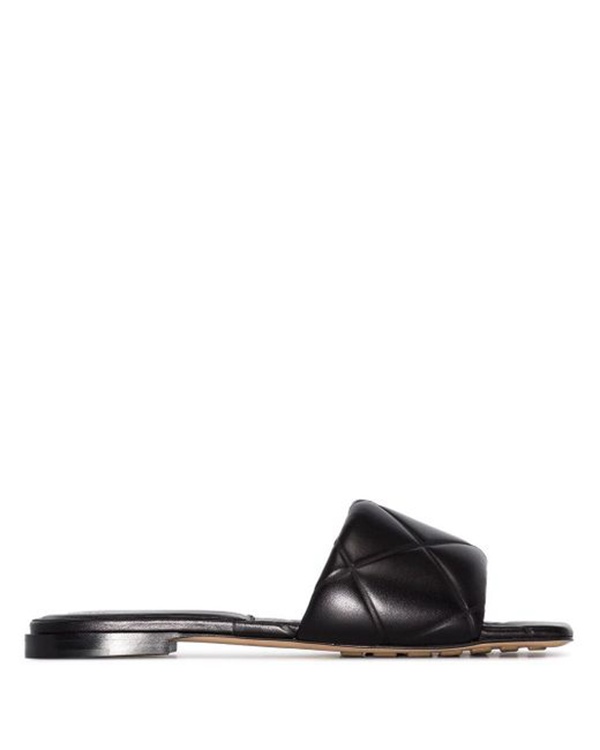 

new arrive womens fashion interwoven design open toe square toe slip-on flat slippers 10mm Leather covered heel, Black