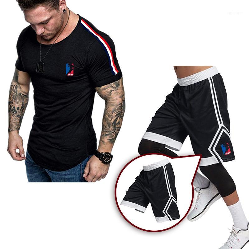 

Men' Tracksuits 2021 T Shirt+ Basketball Shorts Sets Men Letter Printed Summer Suits Casual Brand Clothing Workout Fitness Set1, Black