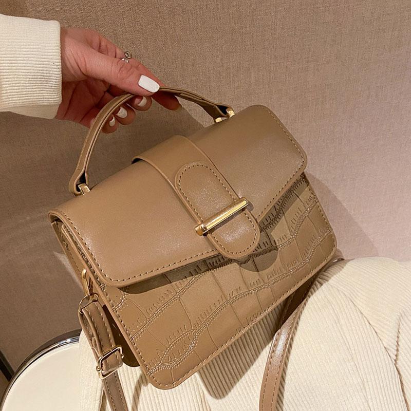 

Everyday Simple Style Handbags For Women Fashion Soft Leather Shoulder Bag Animal Prints Ladies Crossbody Bag Small Square, Black