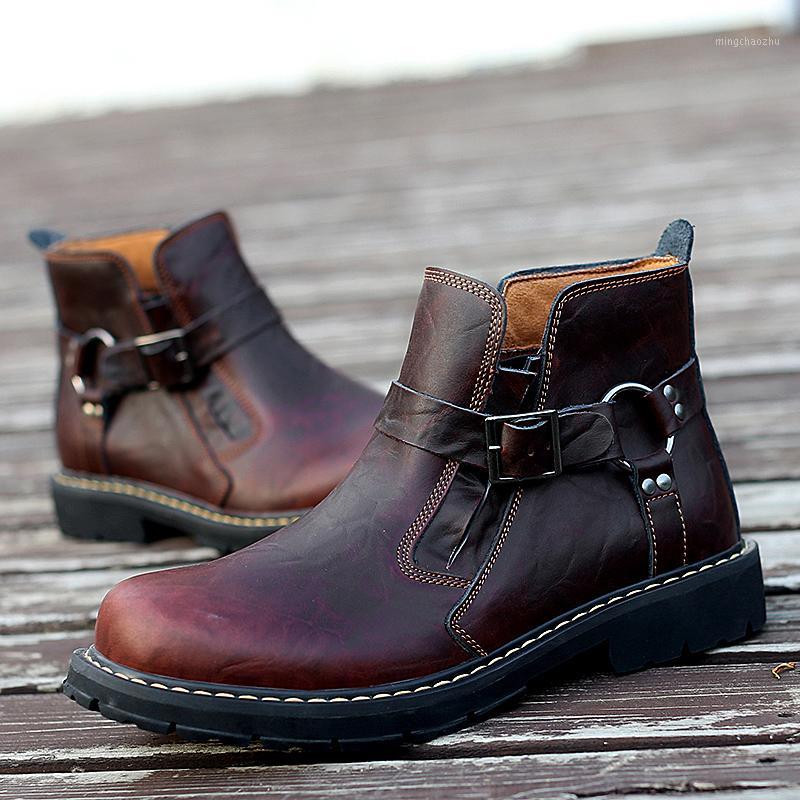 

Brand Men Ankle Boots Genuine Leather Autumn Winter Men's Boots Comfortable Fashion Motorcycle Casual Work Shoes Chaussure1, Black