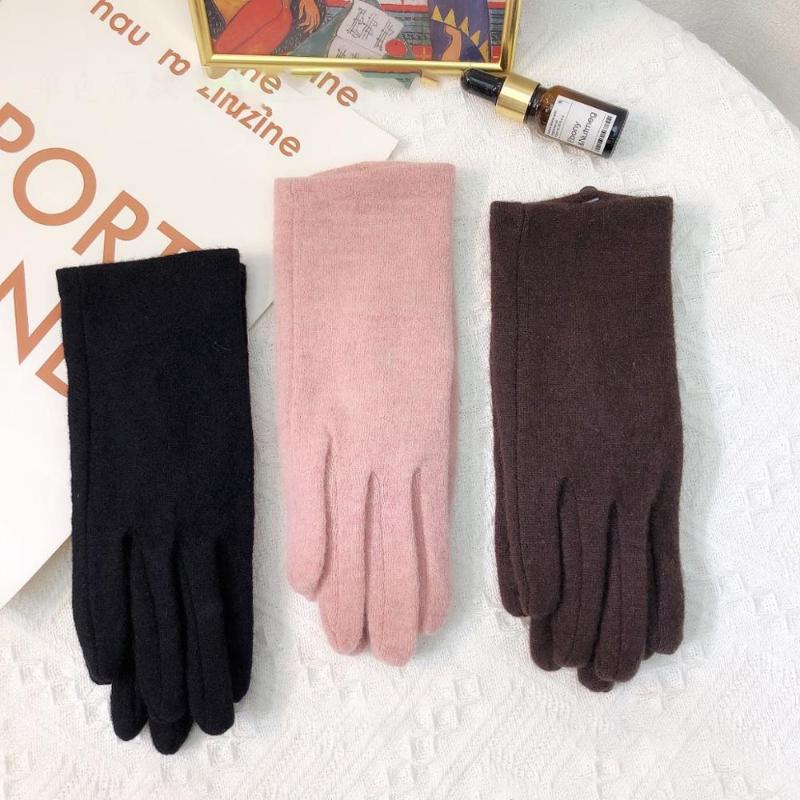 

Autumn Winter Women Gloves Simple Design Solid Color Wool Mitten Thin All Match