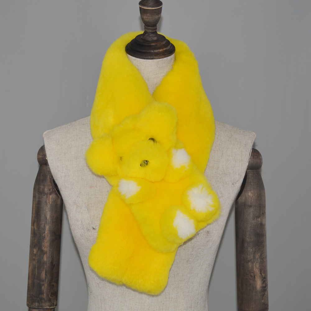 

2020 real child scarf 100% worm and soft neckerchief children lovely rex rabbit skin scarves ring