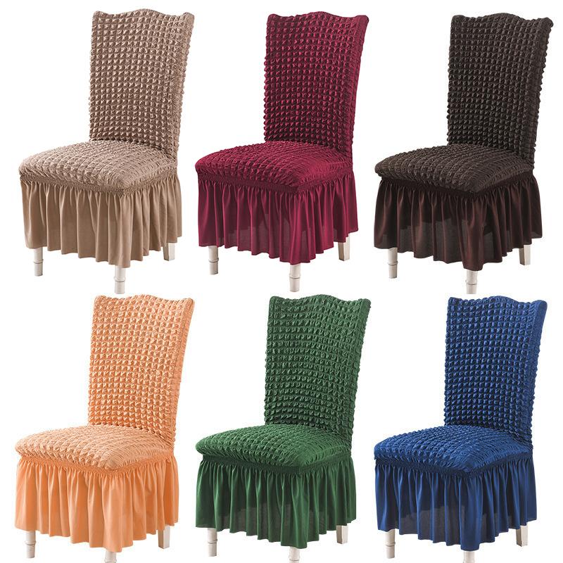 

1/2/4/6 Bubble Plaid With Skirt Dining Chair Cover Elastic Chair Slipcover Stretch Cover for Wedding Party Seat