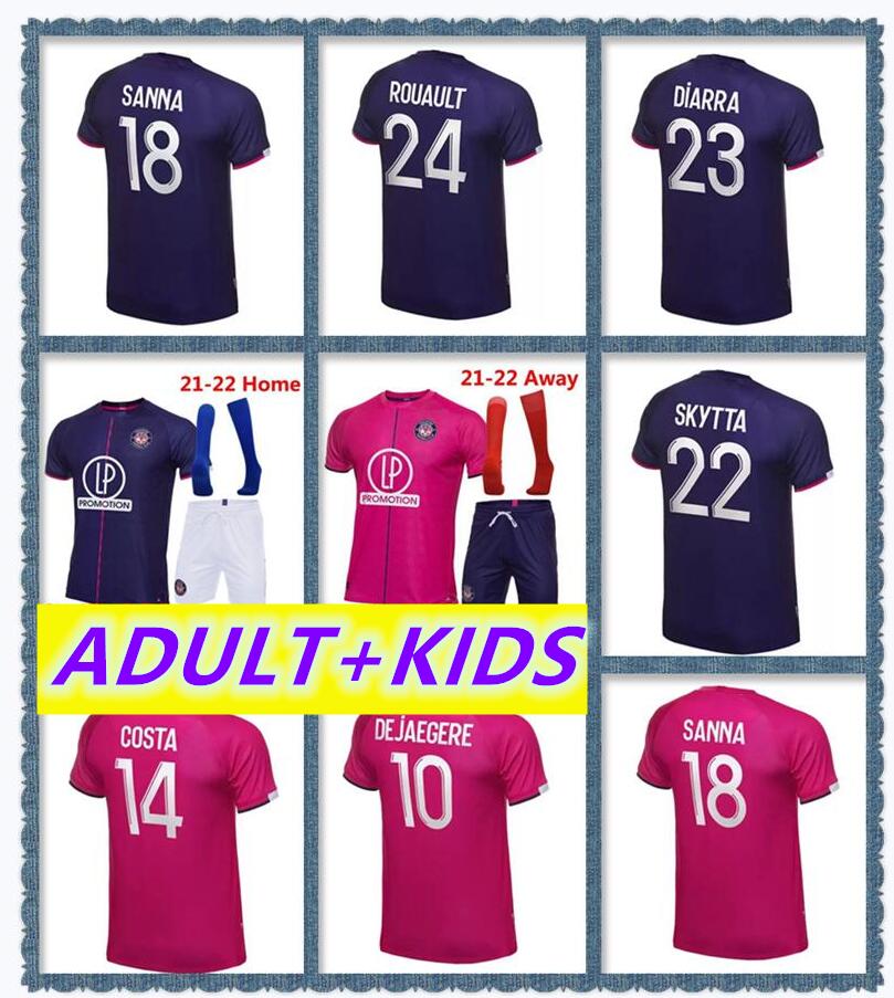 

21 22 Toulouse maillot de foot soccer jerseys Home Away Bule Red 2021 2022 Rhys Healey Anriste Deyaegere Amian Moreira Men kit Kids football uniforms