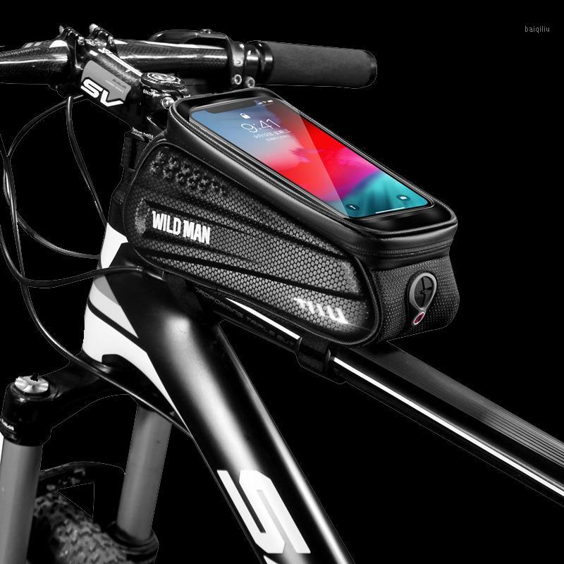 

6.2" Rainproof Bicycle Front Bag Frame Bike Tube Bag Hard Shell Touch Screen Phone Bike Top Cycling Accessories Reflective1