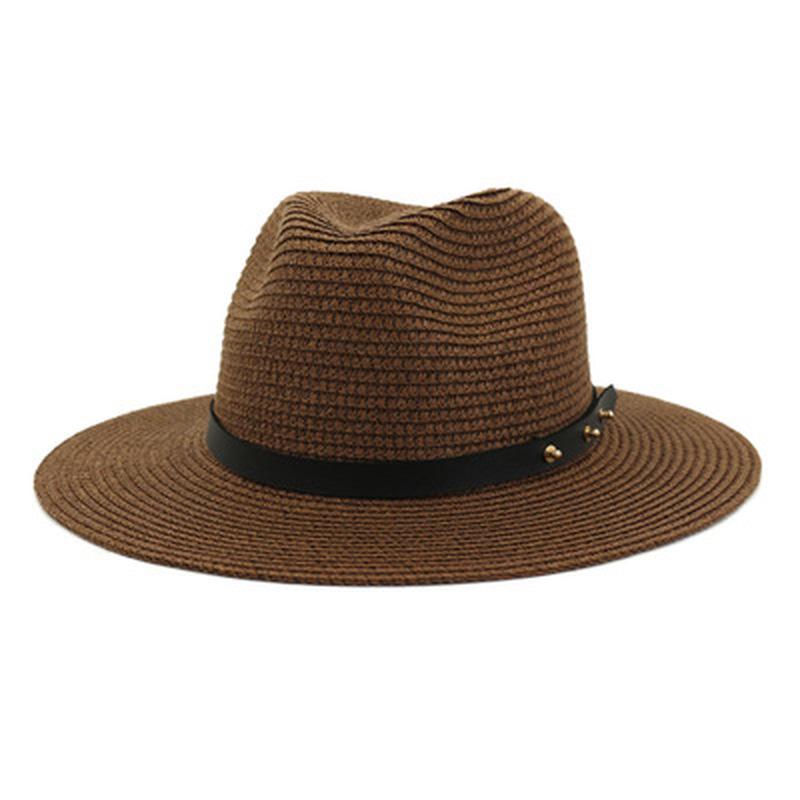 

women hats summer spring wide brim jazz caps men women belt band casual vintage classic khaki black blue beach outdoor sun hats
