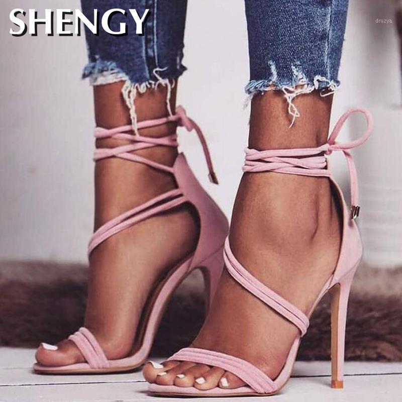

Women's Ankle Strap High-heeled Sandals Summer New Sexy Pointed Fine-heeled Shoes Women's Sandals Casual Size 35-421, Beige