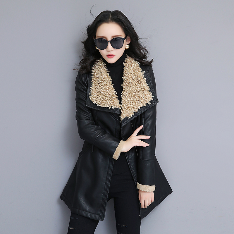 

leather High quality from fake winter jacket women's clothes 2020 fur collar thicken Korean parka long jackets keep femme my G81C, Blake