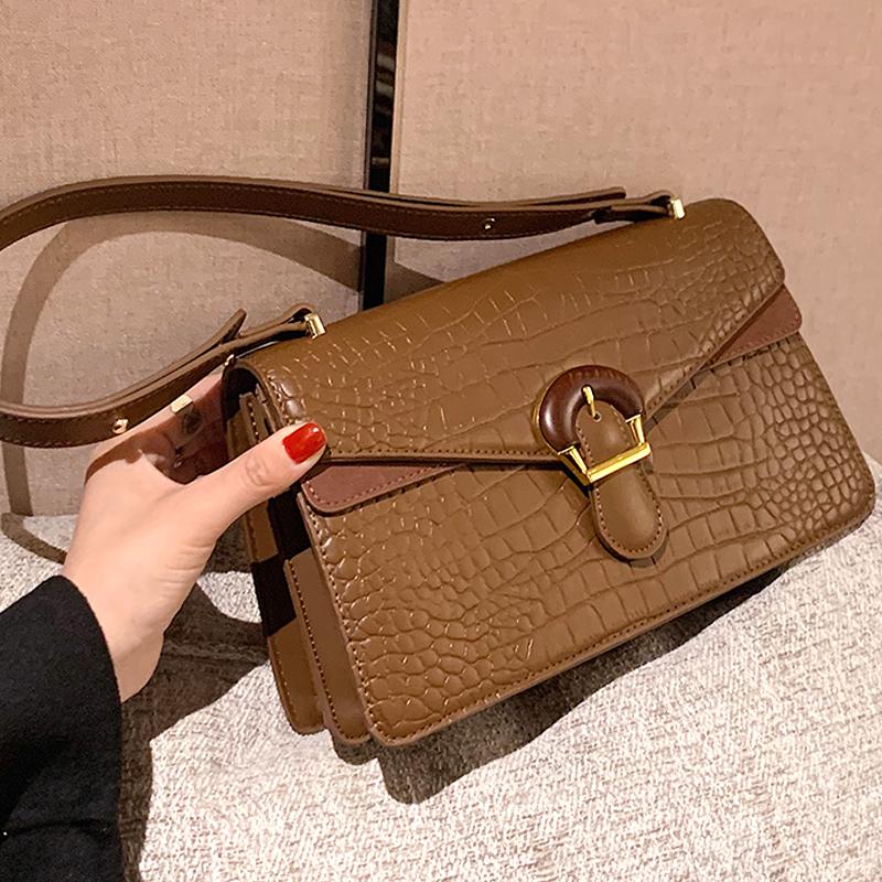 

Alligator Pattern Small Shoulder Bag 2021 New High Quality Leather Women's Handbag Fashion Crossbody Bag Purses, Black