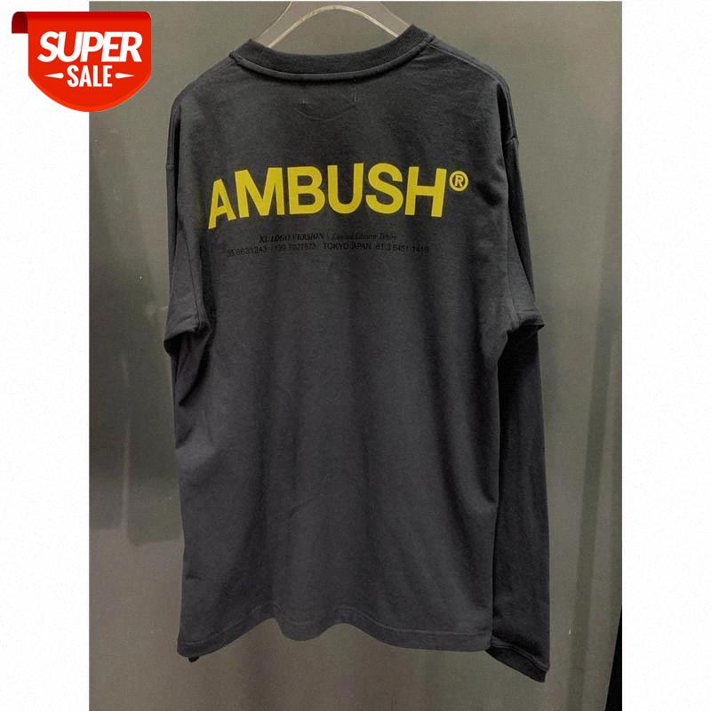 

Ambush T-shirts Men Women Oversize Long Sleeve T Shirt Pink Khaki #w53t, White;black