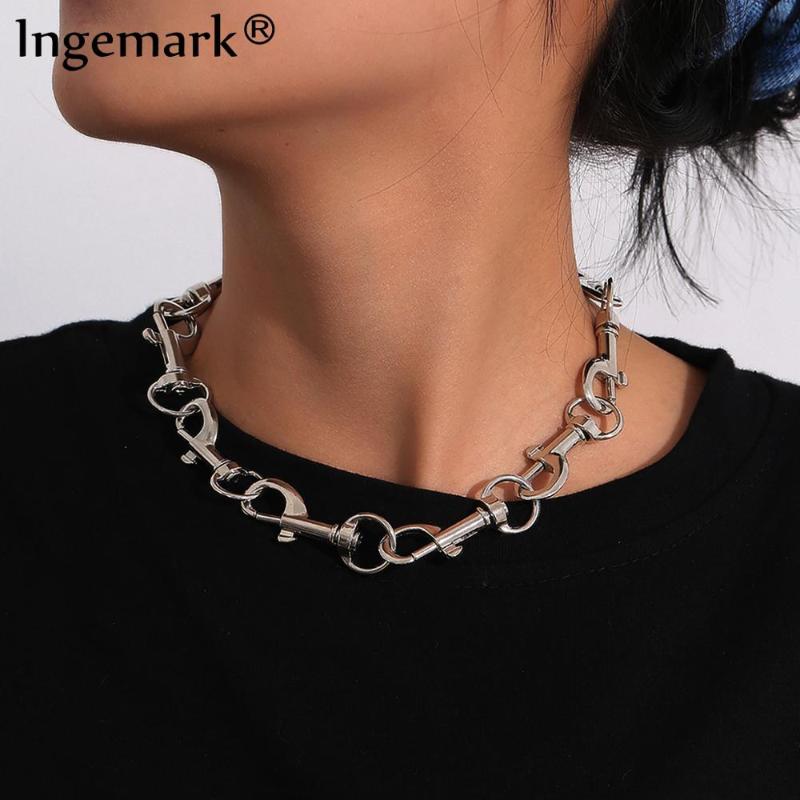 

Hip Hop Goth Big Clasp Cuban Pendant Choker Necklace Punk Style Choker Necklace Jewelry for Men and Women New Year Jewelry Gifts